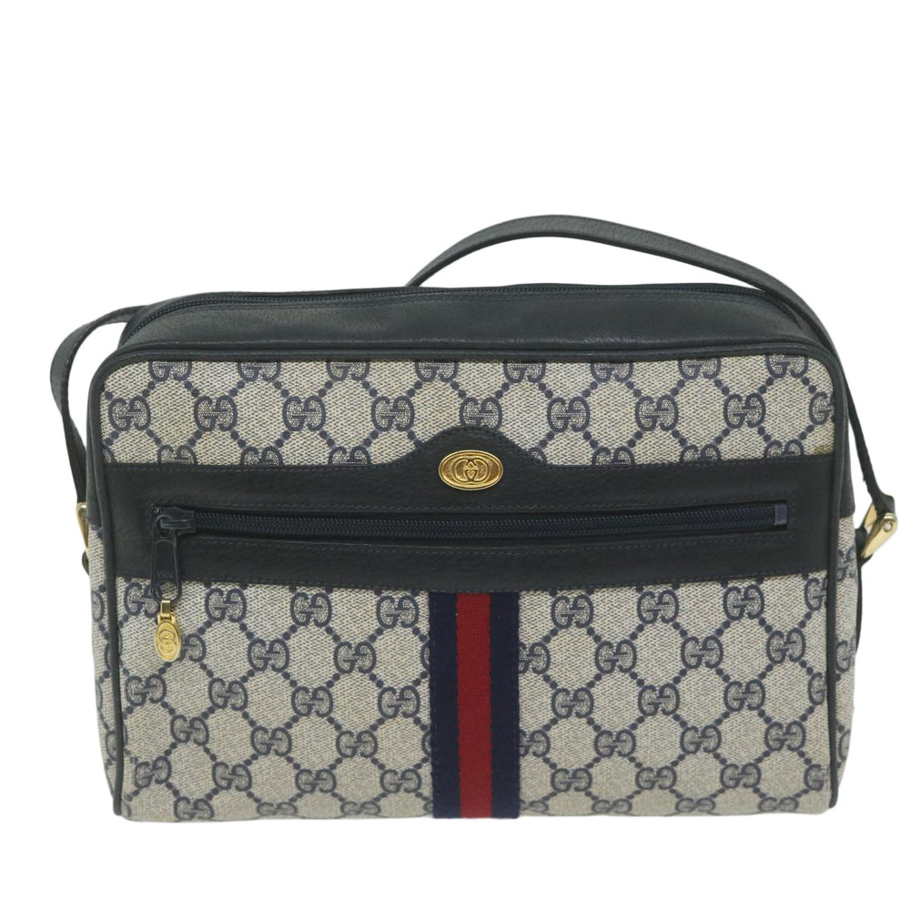 GUCCI GG Supreme Sherry Line Shoulder Bag Red Navy 32 001 4071 Auth ep2607 - Picture 13 of 16